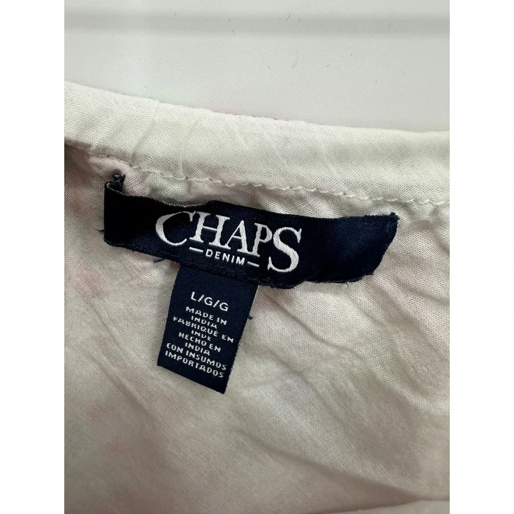 Chaps Denim Womens Large Pink Blue Floral Tiered Cotton Midi Skirt Boho Cottage
